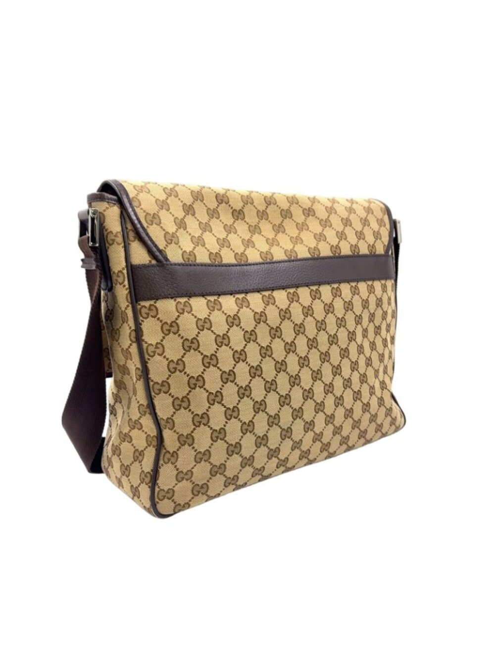 Gucci GG Canvas Brown Beige Shoulder Bag Silver - Picture 2 of 13